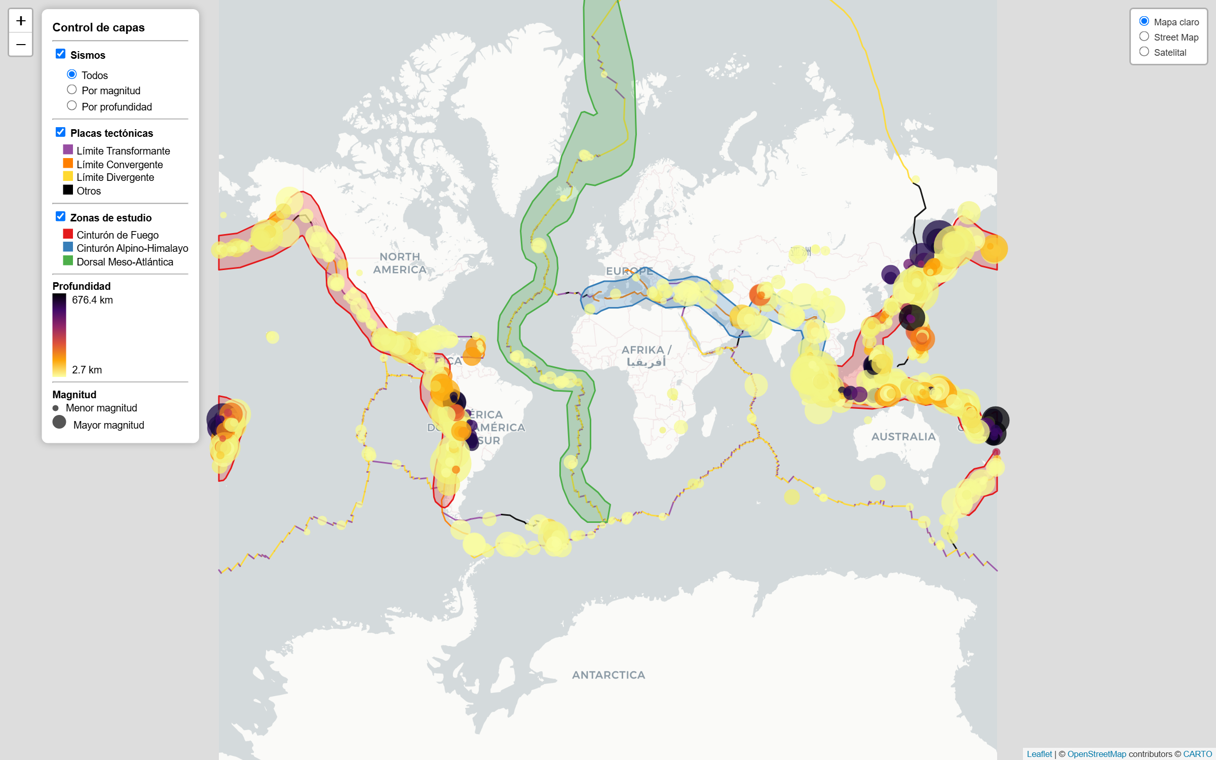 Mapa interactivo de sismos